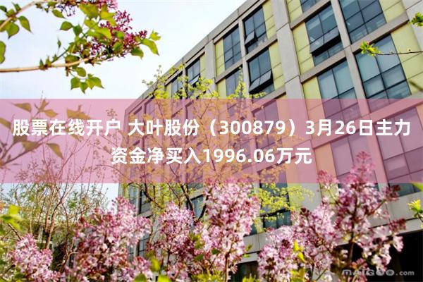 股票在线开户 大叶股份（300879）3月26日主力资金净买入1996.06万元