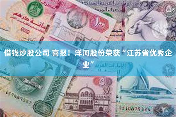 借钱炒股公司 喜报！洋河股份荣获“江苏省优秀企业”
