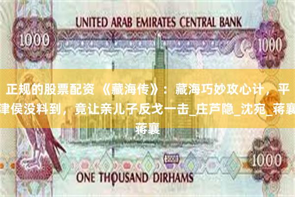 正规的股票配资 《藏海传》：藏海巧妙攻心计，平津侯没料到，竟让亲儿子反戈一击_庄芦隐_沈宛_蒋襄
